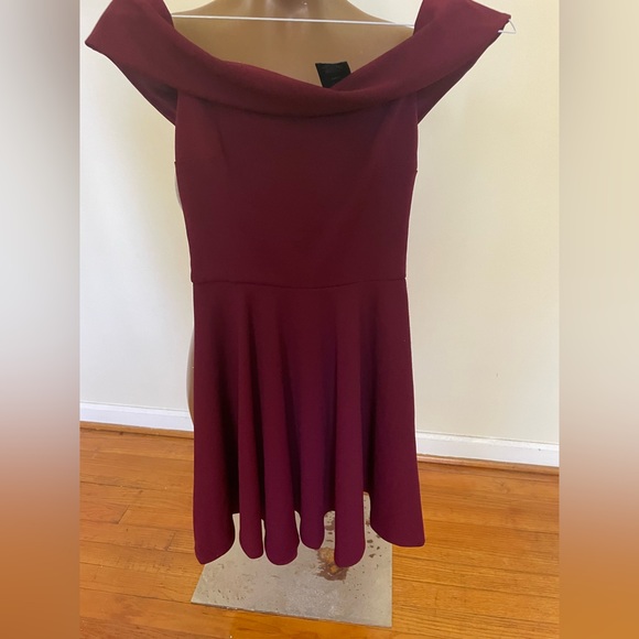 B.Darlin Burgundy Flare Dress - Picture 1 of 4